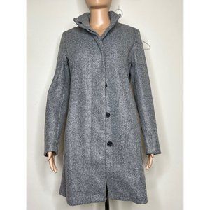 Womens Old Navy Small Grey Long Peacoat Soft-Brushed Button Up